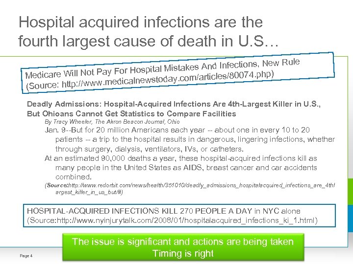 Hospital acquired infections are the fourth largest cause of death in U. S… ions,