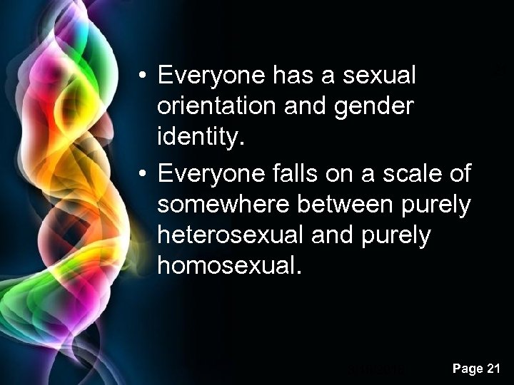  • Everyone has a sexual orientation and gender identity. • Everyone falls on