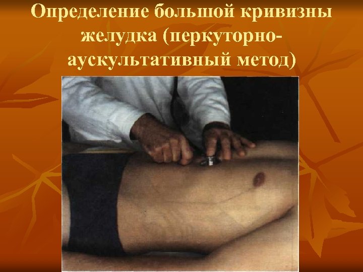 Определение большой кривизны желудка (перкуторноаускультативный метод) 