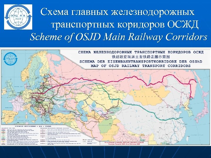  Схема главных железнодорожных транспортных коридоров ОСЖД Scheme of OSJD Main Railway Corridors 