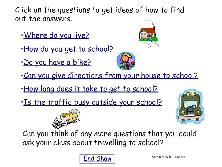 Click on the questions to get ideas of how to find out the answers.