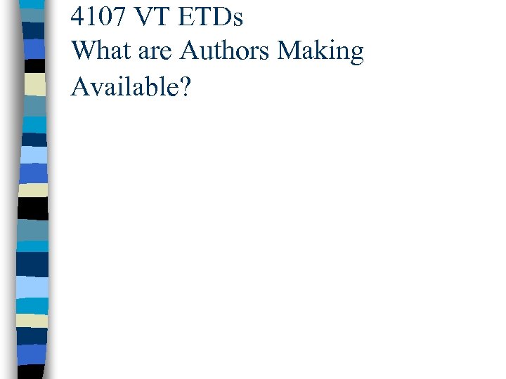 4107 VT ETDs What are Authors Making Available? 