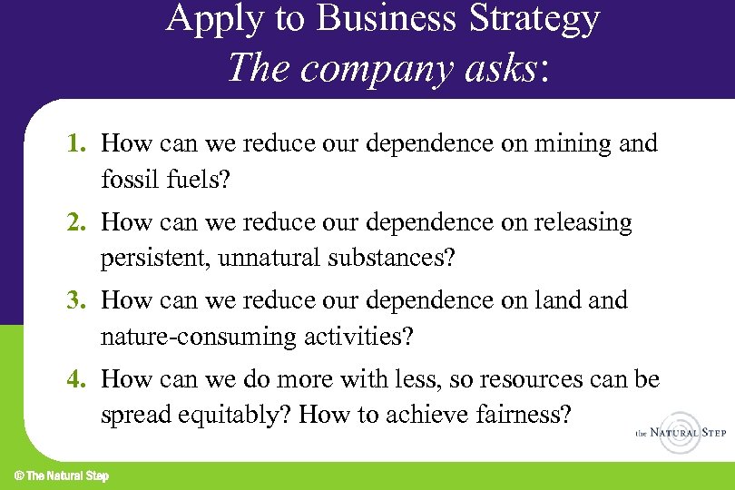 Apply to Business Strategy The company asks: 1. How can we reduce our dependence