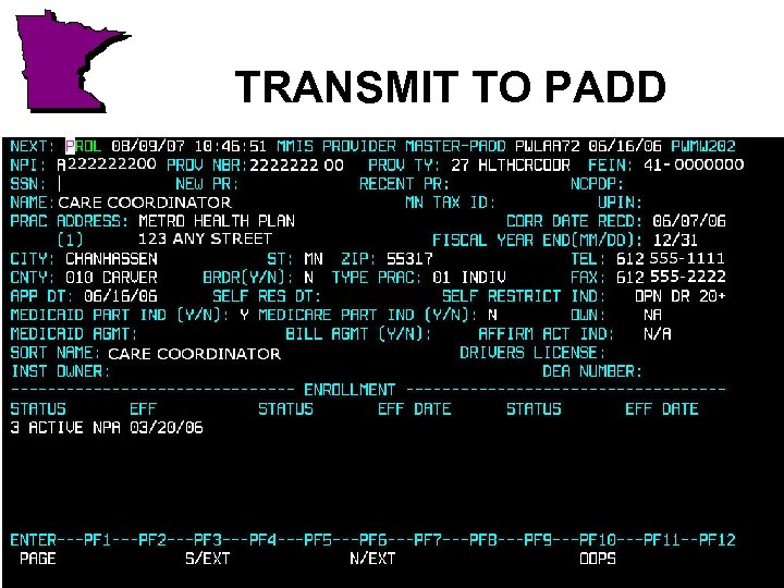 TRANSMIT TO PADD 