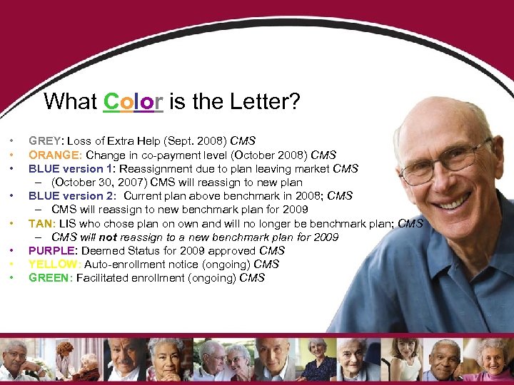 What Color is the Letter? • • GREY: Loss of Extra Help (Sept. 2008)