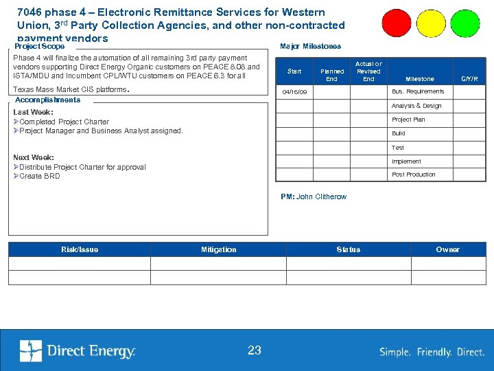 7046 phase 4 – Electronic Remittance Services for Western Union, 3 rd Party Collection