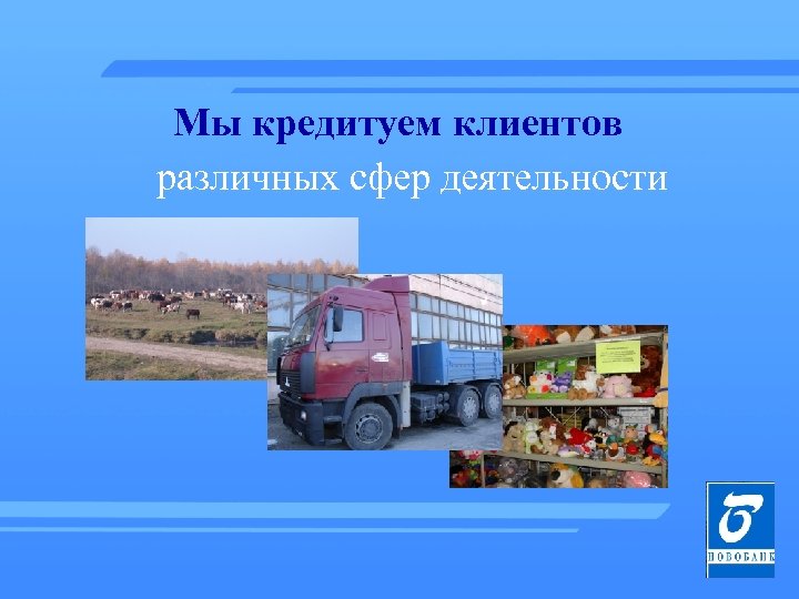 Мы кредитуем клиентов различных сфер деятельности 