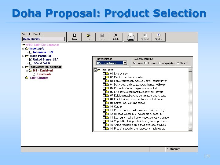 Doha Proposal: Product Selection 150 