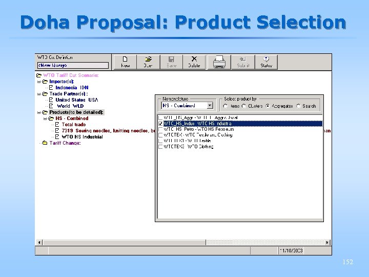 Doha Proposal: Product Selection 152 