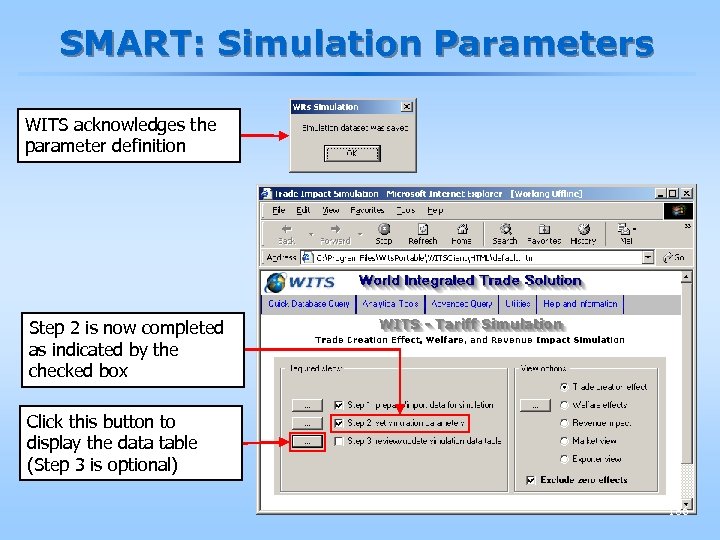 SMART: Simulation Parameters WITS acknowledges the parameter definition Step 2 is now completed as
