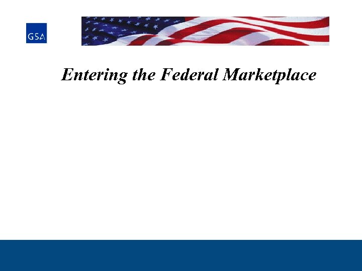 Entering the Federal Marketplace 