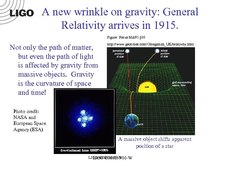 A new wrinkle on gravity: General Relativity arrives in 1915. Figure: Focus Mar 95