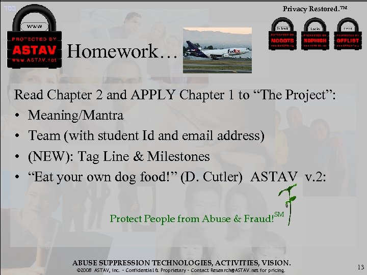  בסד Privacy Restored. ™ Homework… Read Chapter 2 and APPLY Chapter 1 to