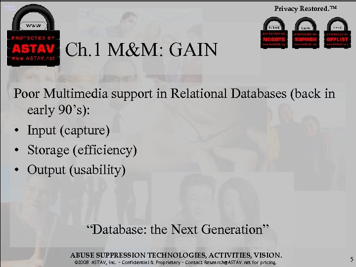  בסד Privacy Restored. ™ Ch. 1 M&M: GAIN Poor Multimedia support in Relational