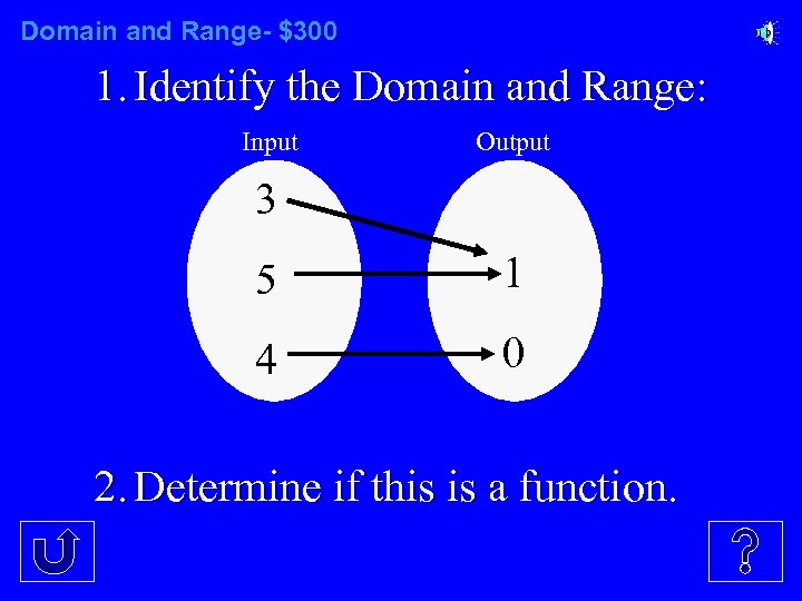 Domain and Range- $300 1. Identify the Domain and Range: Input Output 3 5