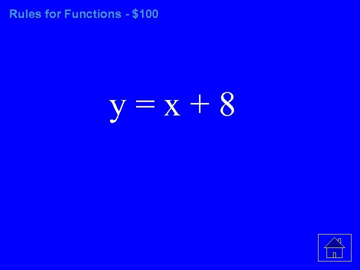 Rules for Functions - $100 y=x+8 