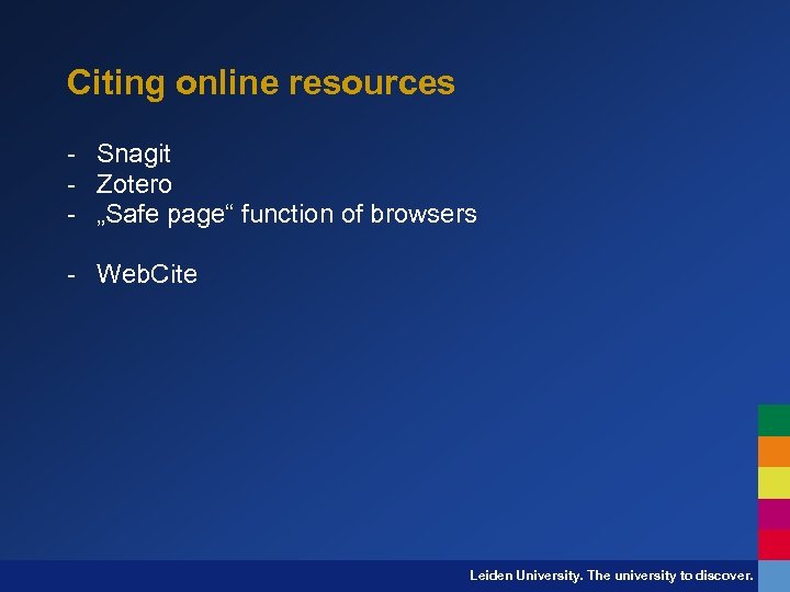 Citing online resources - Snagit - Zotero - „Safe page“ function of browsers -