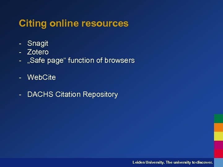 Citing online resources - Snagit - Zotero - „Safe page“ function of browsers -