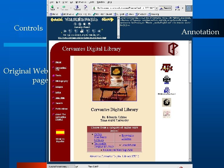 Controls Original Web page Annotation 