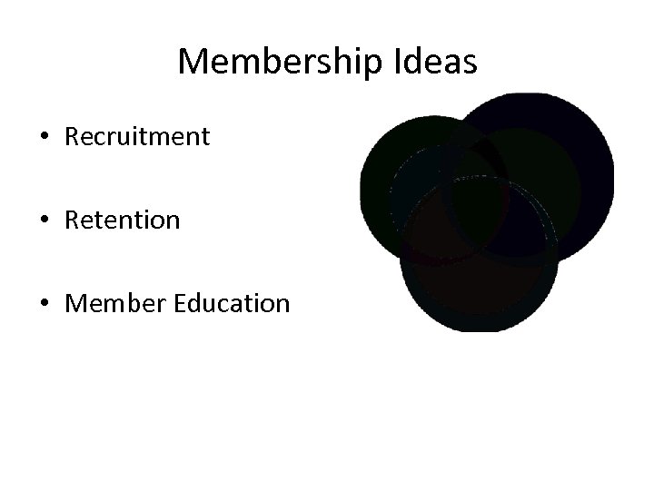 Membership Ideas • Recruitment • Retention • Member Education 