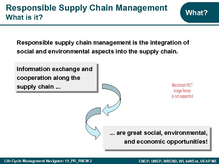 Responsible Supply Chain Management What is it? What? Responsible supply chain management is the