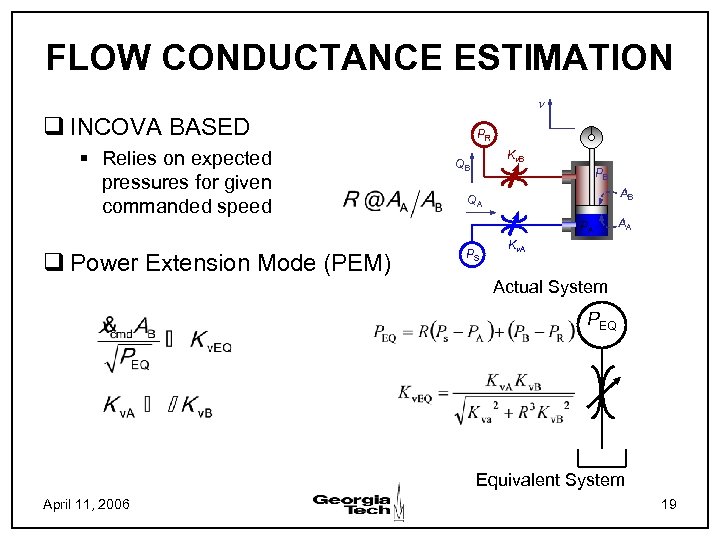 FLOW CONDUCTANCE ESTIMATION n q INCOVA BASED § Relies on expected pressures for given