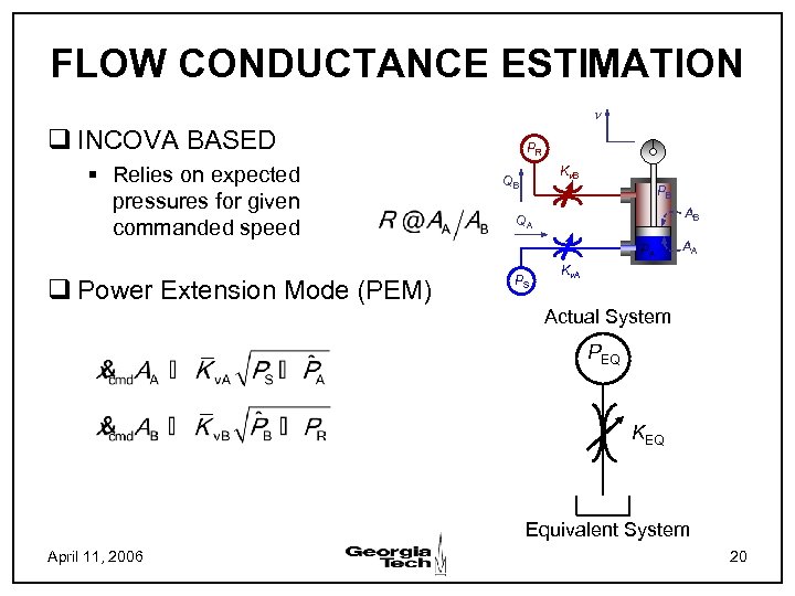 FLOW CONDUCTANCE ESTIMATION n q INCOVA BASED § Relies on expected pressures for given