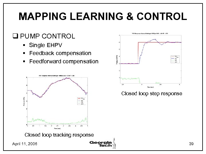 MAPPING LEARNING & CONTROL q PUMP CONTROL § Single EHPV § Feedback compensation §