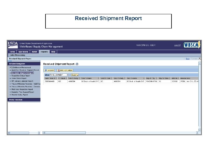 Received Shipment Report 