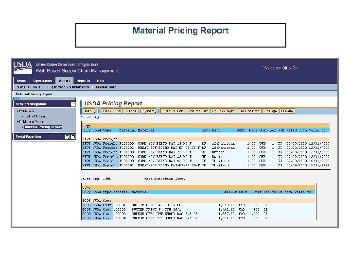 Material Pricing Report 