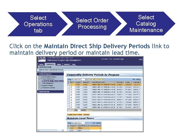 Select Operations tab Select Order Processing Select Catalog Maintenance Click on the Maintain Direct