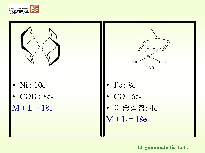  • Ni : 10 e • COD : 8 e. M + L