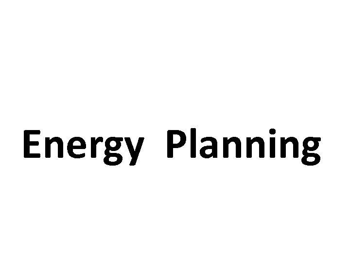 Energy Planning 