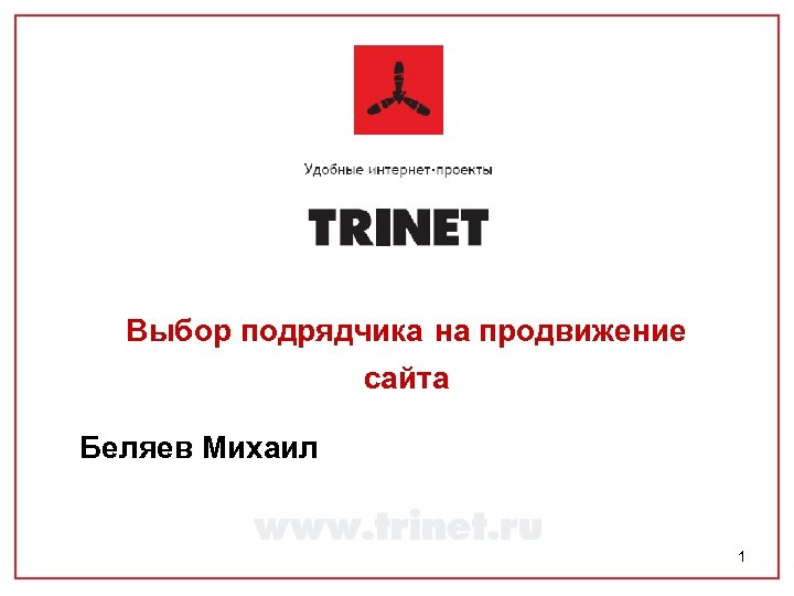 Выбор подрядчика на продвижение сайта Беляев Михаил 1 