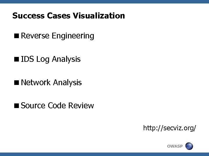 Success Cases Visualization <Reverse Engineering <IDS Log Analysis <Network Analysis <Source Code Review http: