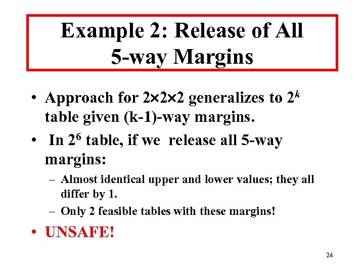 Example 2: Release of All 5 -way Margins • Approach for 2 2 2