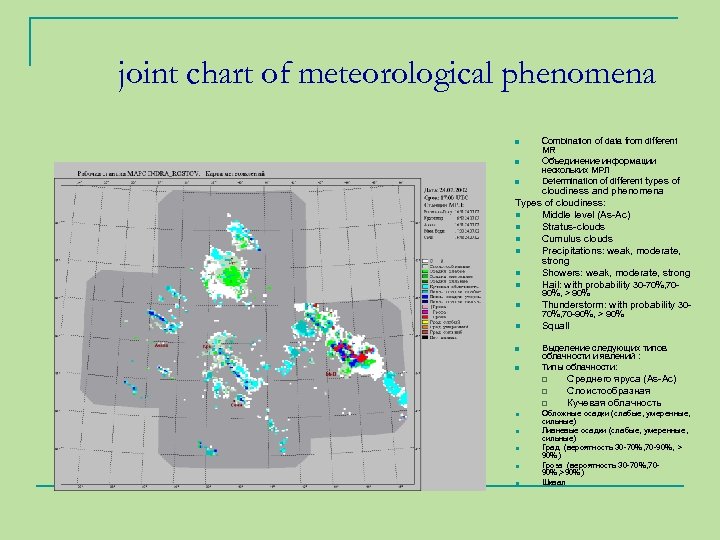 joint chart of meteorological phenomena n n n Combination of data from different MR