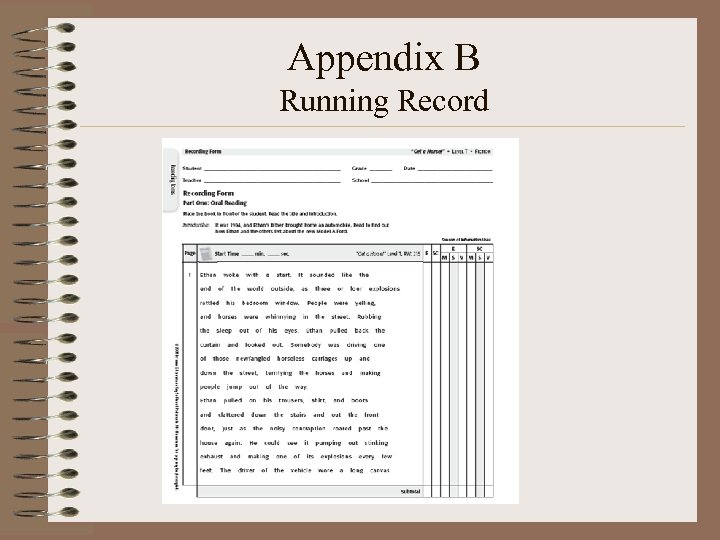 Appendix B Running Record 