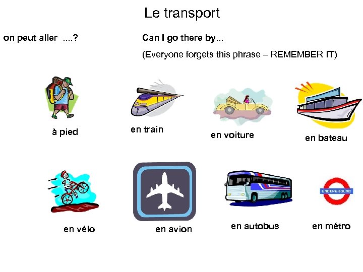 Le transport on peut aller. . ? Can I go there by. . .