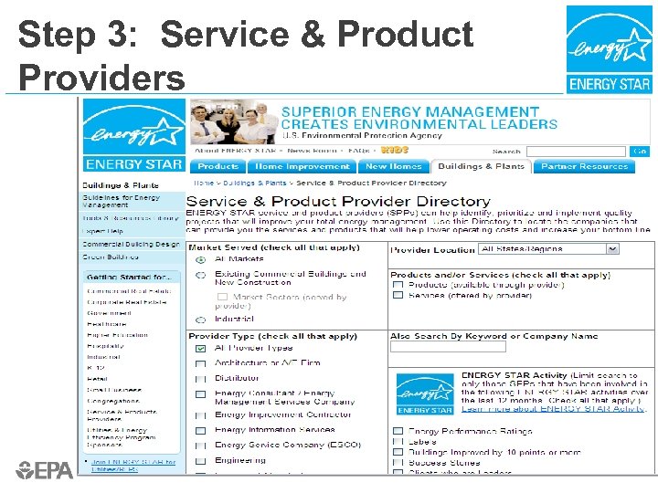 Step 3: Service & Product Providers 