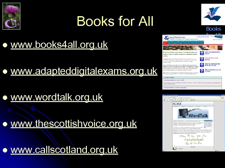Books for All l www. books 4 all. org. uk l www. adapteddigitalexams. org.