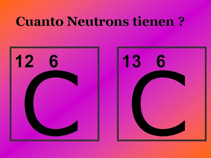 Cuanto Neutrons tienen ? C C 12 6 13 6 