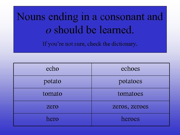 Nouns ending in a consonant and o should be learned. If you’re not sure,