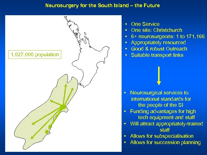 Neurosurgery for the South Island – the Future 1, 027, 000 population • •
