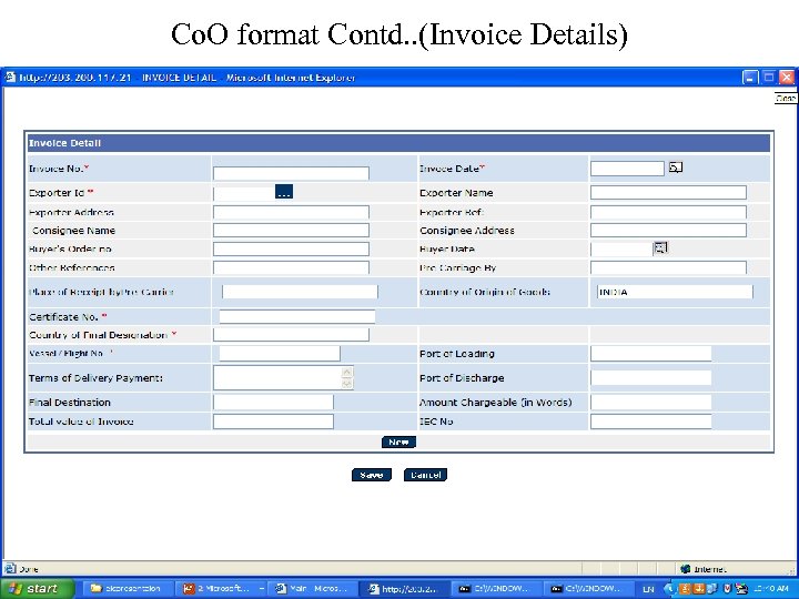 Co. O format Contd. . (Invoice Details) 
