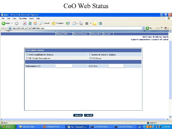 Co. O Web Status 