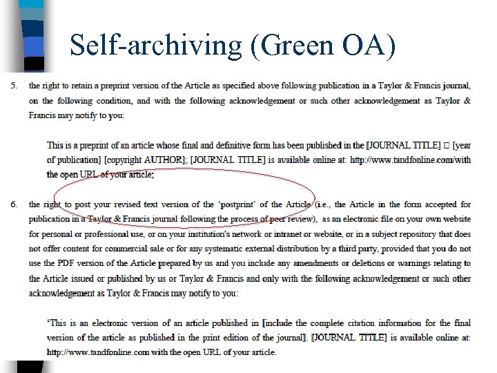 Self-archiving (Green OA) 