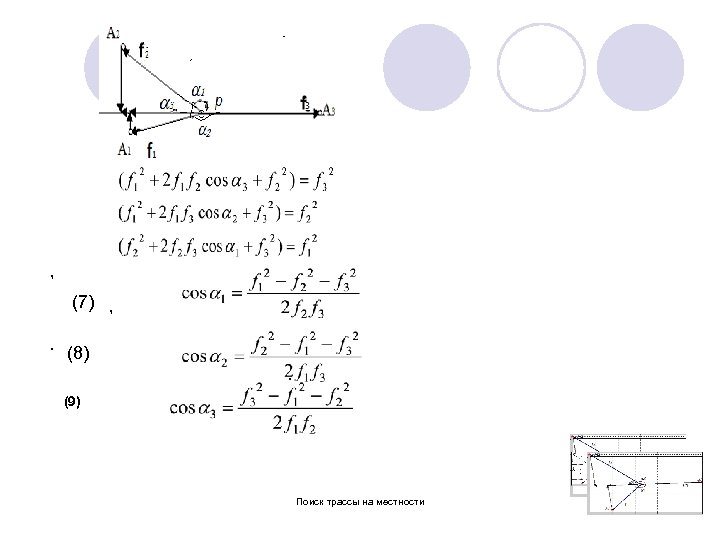 , (7) , . (8). (9) Поиск трассы на местности 10 