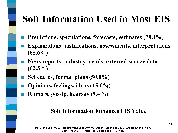 Soft Information Used in Most EIS n n n Predictions, speculations, forecasts, estimates (78.