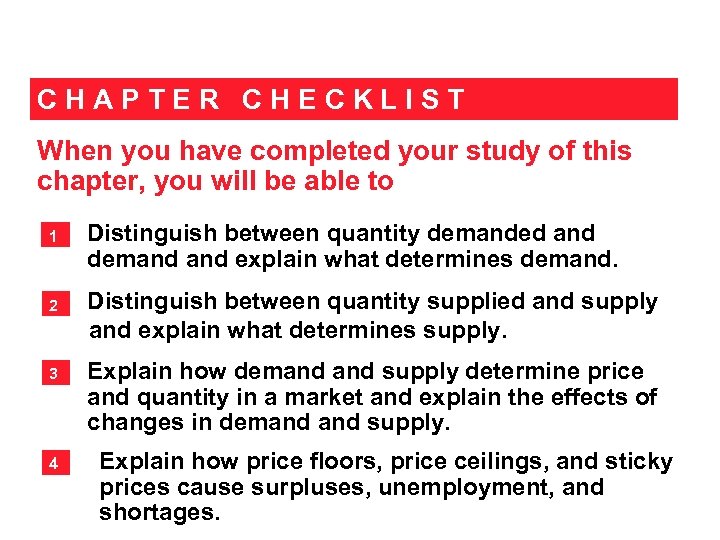 CHAPTER CHECKLIST When you have completed your study of this chapter, you will be